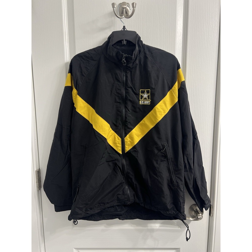 US Army APFU Jacket Female Medium Long Black Yellow Chevron Physical Fitness PFU